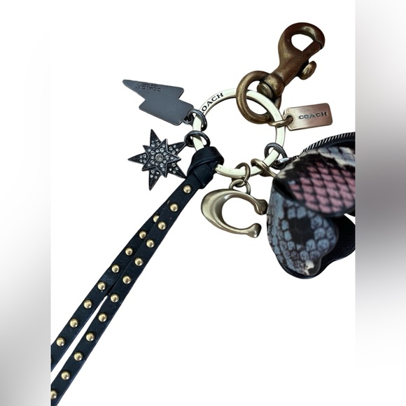 Auth Coach Tea Rose, Lightening Bolt, Studded star Multi Charm bag key fob charm - Picture 5 of 17